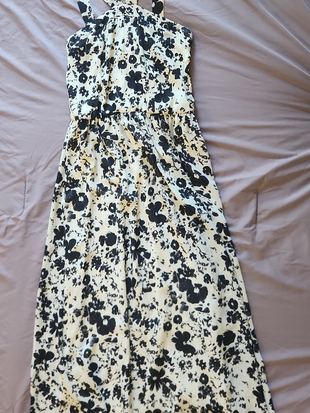 Black & White Floral Wide-Leg Sun Dress